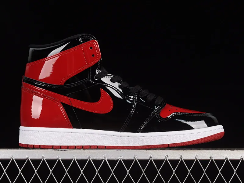All categories Air Jordan Jordan series basketball shoes Air Jordan 1 High LJR version Air Jordan 1 High OG "Bred Patent" AJ1 Joe 1 patent leather black and red high-top basketball shoes 555088-063
